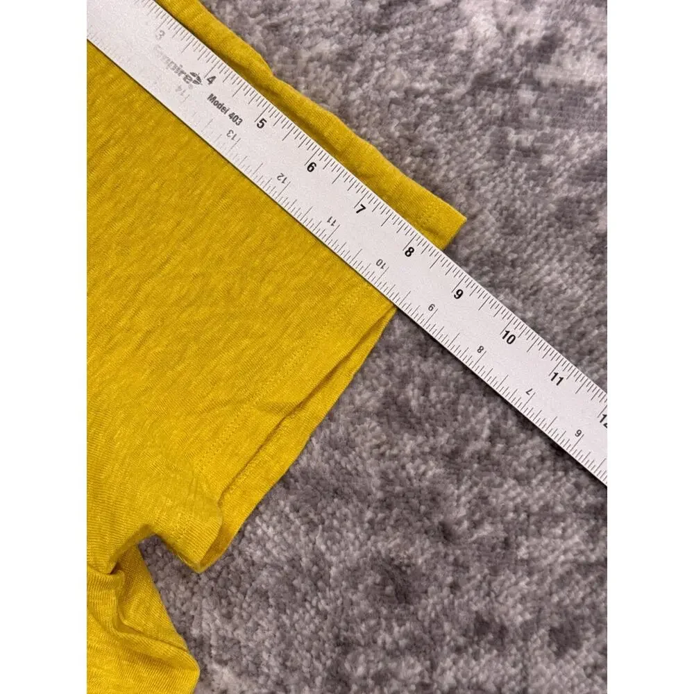 Eileen Fisher Top XL Womens Yellow Organic Linen Short Sleeve